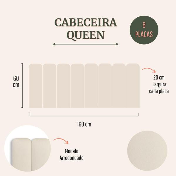 Imagem de Cabeceira Queen Arredondada Suede 160x60 Cama Box Modulada 