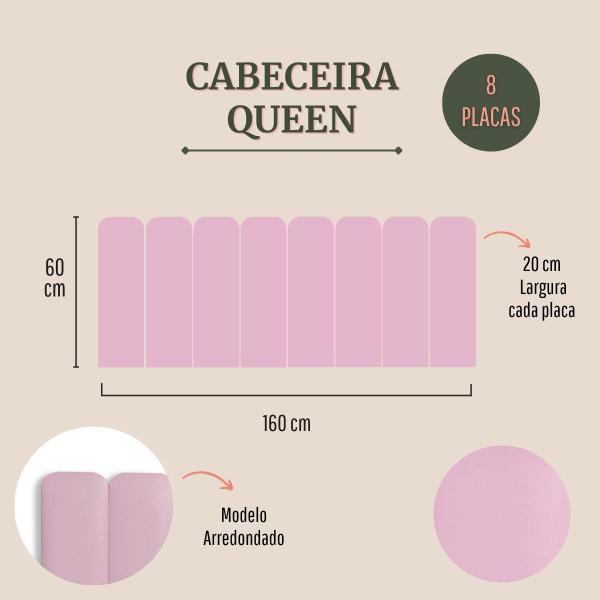 Imagem de Cabeceira Queen Arredondada Tecido Impermeável 160x60 Cama Box Modulada 