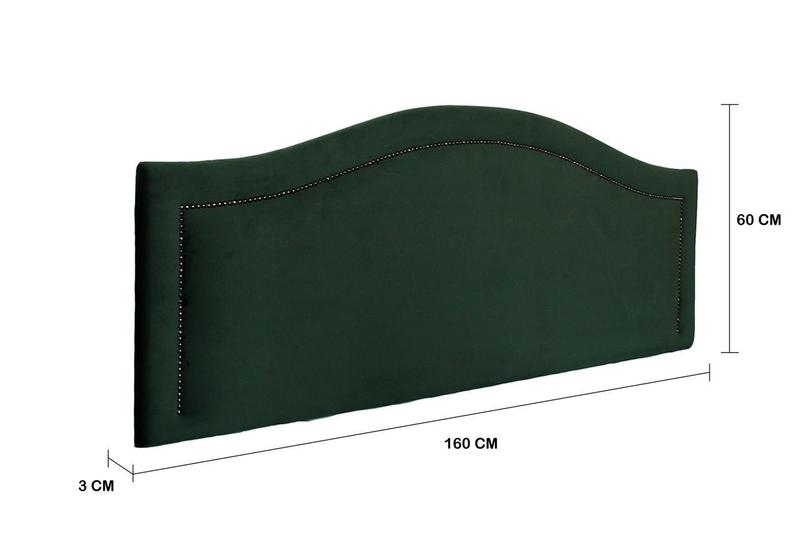 Imagem de Cabeceira Queen Curva Luxo 160x60 Veludo Verde - Tachas Fumê