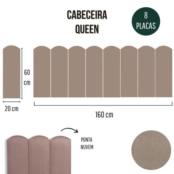 Imagem de Cabeceira Queen Estofada de Colar na Parede Kit 8 Placas Modelo Nuvem - Várias Cores