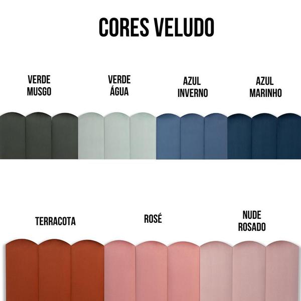 Imagem de Cabeceira Queen Estofada de Colar na Parede Kit 8 Placas Modelo Nuvem - Várias Cores