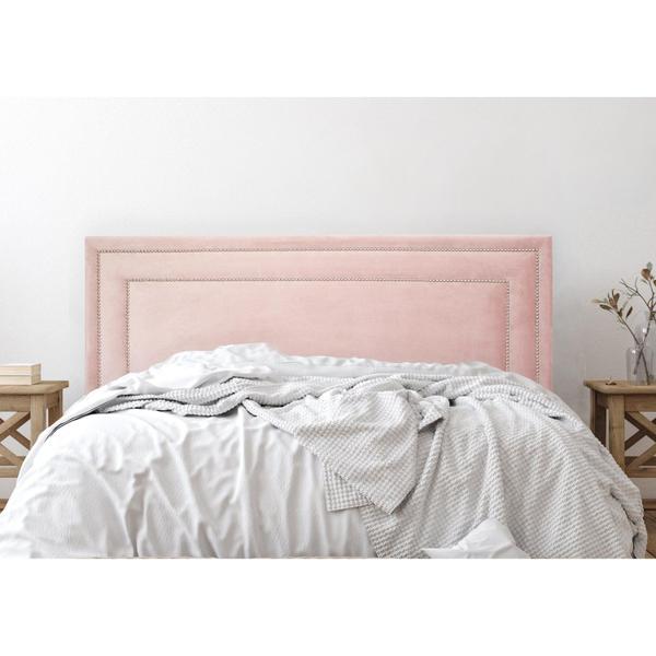 Imagem de Cabeceira Queen Estofada para Cama Box com Tachas 160x60cm Reta Luxo Dupla Rosê/Prata