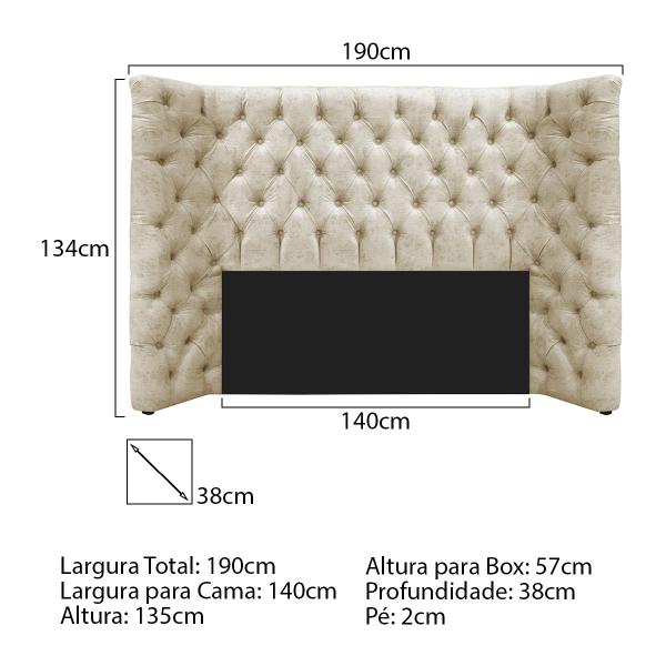 Imagem de Cabeceira Queen Everest P02 160 cm para cama Box Linho - Doce Sonho Móveis