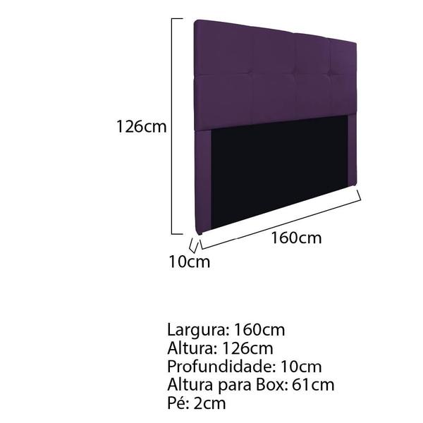 Imagem de Cabeceira Queen Marseille P02 160 cm Suede Roxo - Amarena Móveis