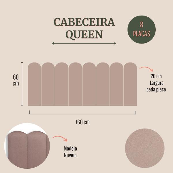 Imagem de Cabeceira Queen Nuvem Suede 160x60 Cama Box Modulada 