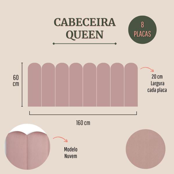 Imagem de Cabeceira Queen Nuvem Veludo 160x60 Cama Box Modulada 