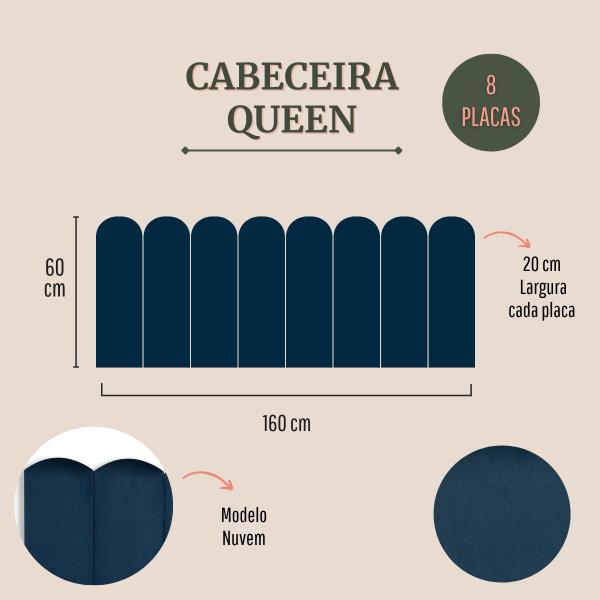 Imagem de Cabeceira Queen Nuvem Veludo 160x60 Cama Box Modulada 