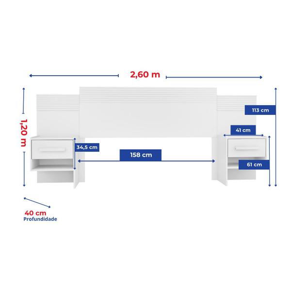 Imagem de Cabeceira Queen para Box 158cm 100% Mdf Ripada e com 02 Mesas de Cabeceira Dallas Espresso Móveis