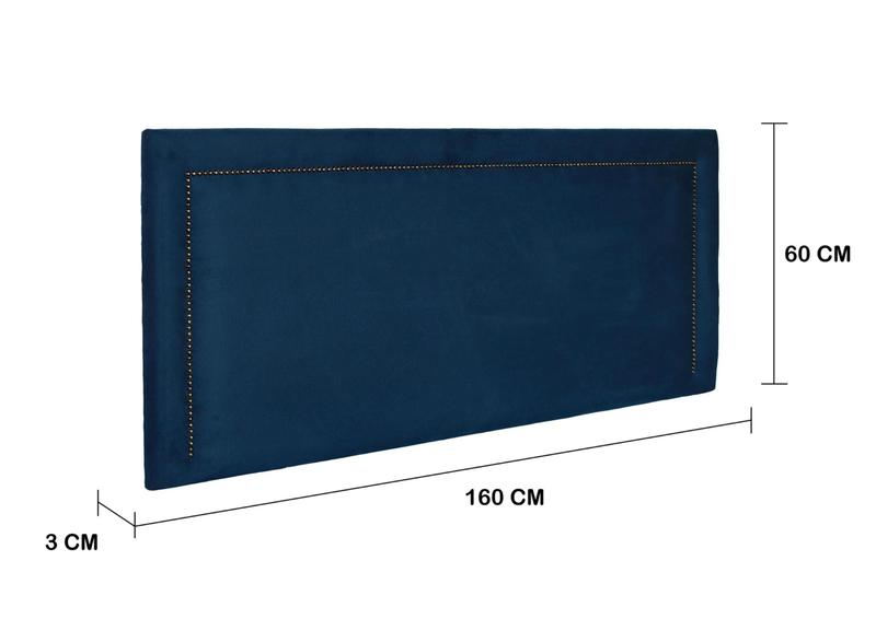 Imagem de Cabeceira Queen Reta Luxo 160x60 Suede Azul - Tachas Fumê