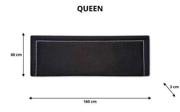 Imagem de Cabeceira Queen Reta Luxo 160x60 Suede Preto - Tachas Prata