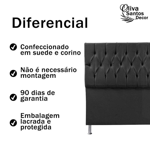 Imagem de Cabeceira Queen Size Cama Box Casal 160cm Estofada Quarto Suede material sintético