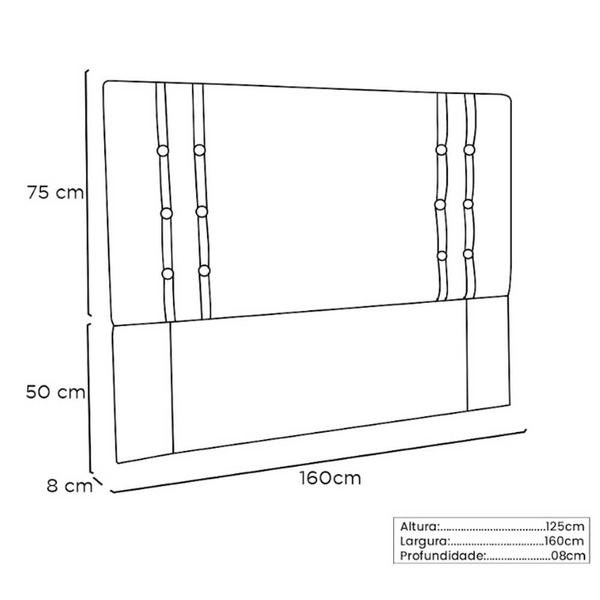 Imagem de Cabeceira Queen Size Casal Cama Box Quarto Estofada 1,6m Artemis