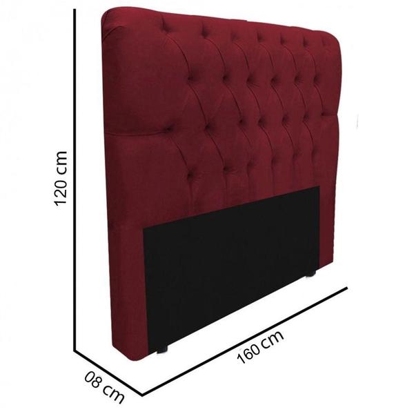 Imagem de Cabeceira Queen Size Suede Vermelho 1,60m Estofada Capitone Madrid para cama box