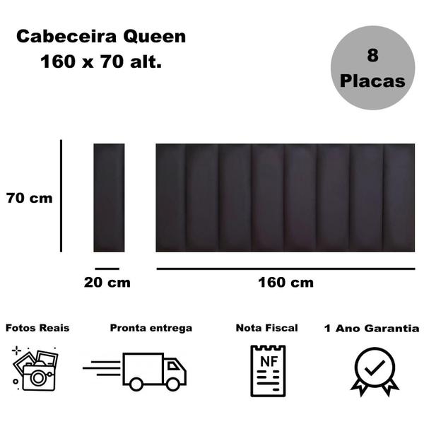 Imagem de Cabeceira Queen Suede Preto Placa Estofada Autocolante