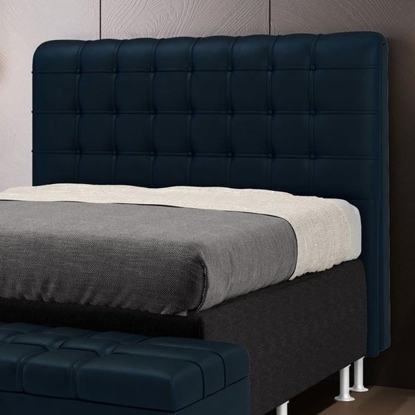 Imagem de Cabeceira Rana 140 para Cama Box de Casal N-025 Veludo Azul Marinho Aradecor