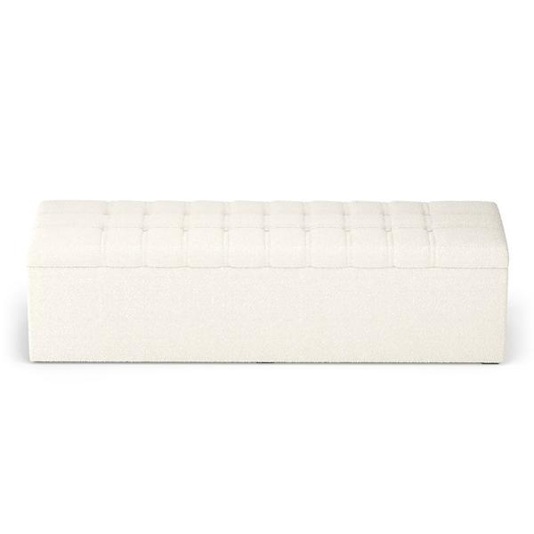 Imagem de Cabeceira Rana e Calçadeira Alpha 160 para Cama Queen N-037 Bouclê Off White Aradecor