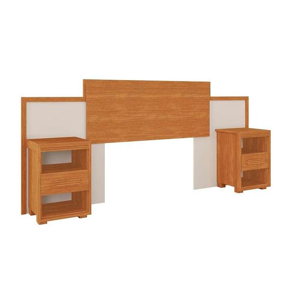 Imagem de Cabeceira Regulável Para Casal E Queen Size Com 02 Mesa De Cabeceira Nature Off White Flex Olive Shop Jm