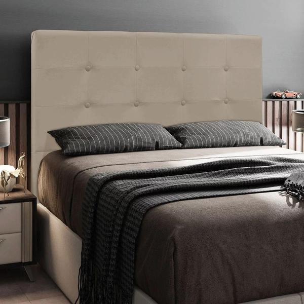 Imagem de Cabeceira Safira Cama Box Queen 160cm Suede Bege