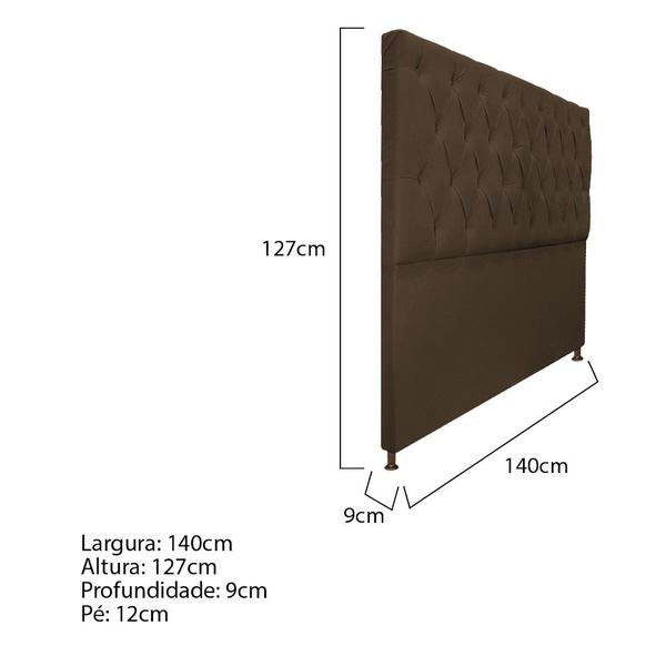 Imagem de Cabeceira Sofia 140 cm Casal Suede Marrom - Doce Sonho Móveis