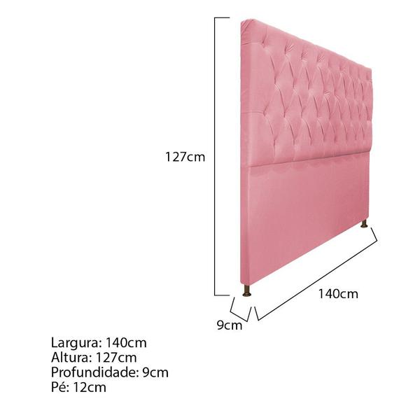 Imagem de Cabeceira Sofia 140 cm Casal Suede Rosa Bebê - Doce Sonho Móveis