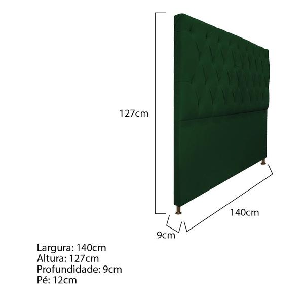 Imagem de Cabeceira Sofia 140 cm Casal Suede Verde - Amarena Móveis