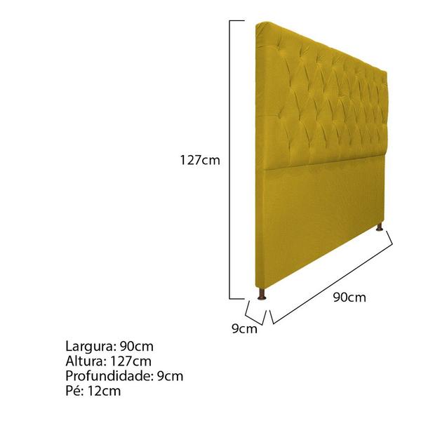 Imagem de Cabeceira Sofia 90 cm Solteiro Suede Amarelo - Doce Sonho Móveis