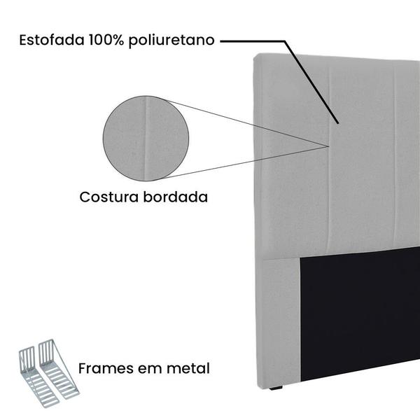 Imagem de Cabeceira Solteiro 0,90m Ravenna Linho Cinza Claro - Pallazio