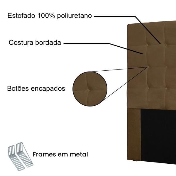 Imagem de Cabeceira Solteiro 0,90m Santiago Suede Caramelo - Pallazio