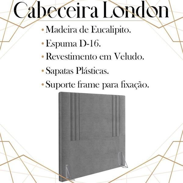 Imagem de Cabeceira Solteiro 88 cm London Veludo Cinza Soon