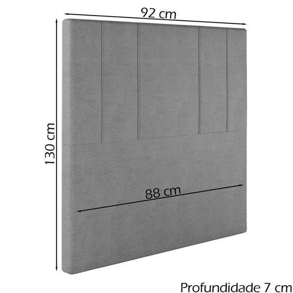 Imagem de Cabeceira Solteiro 88 cm Madrid Veludo Cinza Soon