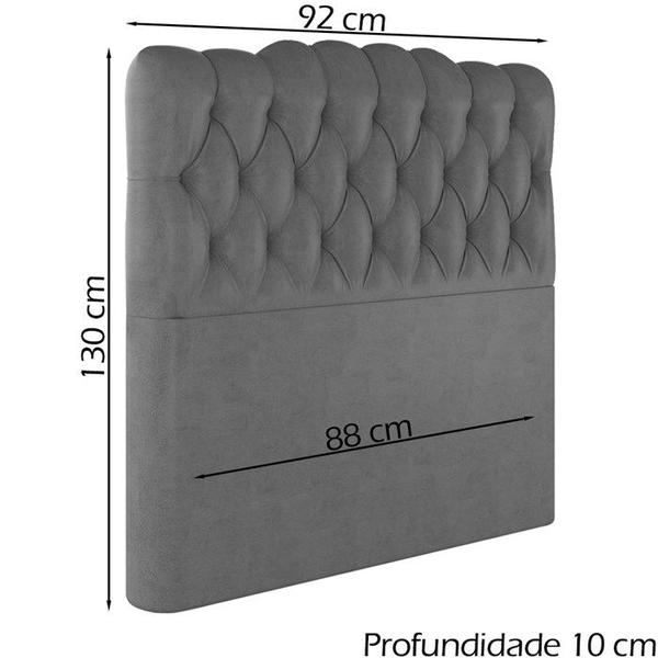 Imagem de Cabeceira Solteiro 88 cm Milan Veludo Cinza Soon