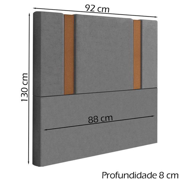 Imagem de Cabeceira Solteiro 88 cm Veron Veludo Cinza Soon