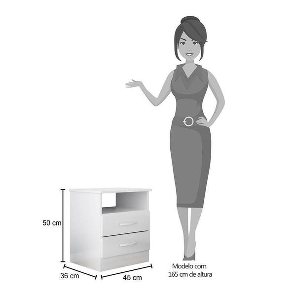 Imagem de Cabeceira Solteiro 90cm Bege e 1 Mesa de Cabeceira Branco