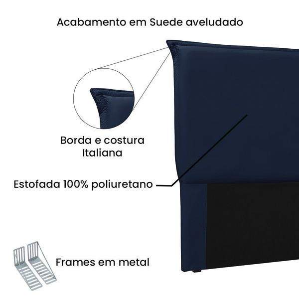 Imagem de Cabeceira Solteiro 90cm Suede Veneza Spezzia