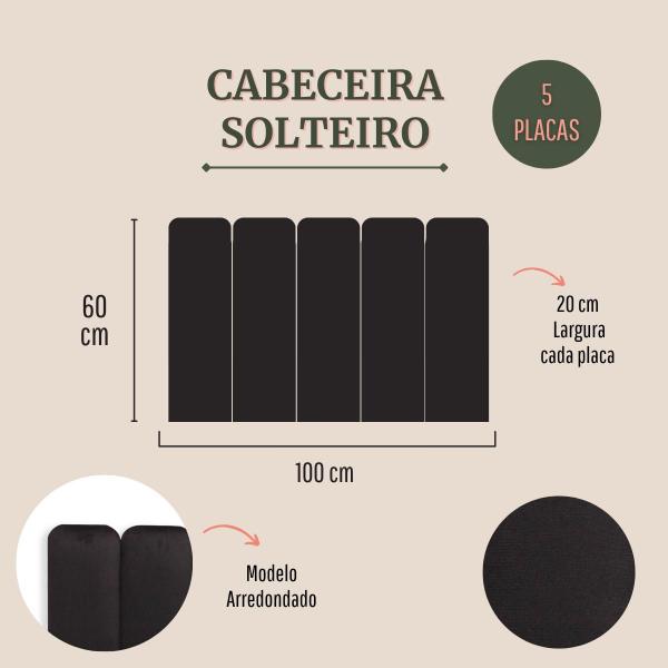 Imagem de Cabeceira Solteiro Arredondada Suede 100x60 Cama Box Modulada 