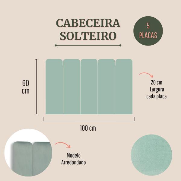 Imagem de Cabeceira Solteiro Arredondada Veludo 100x60 Cama Box Modulada 