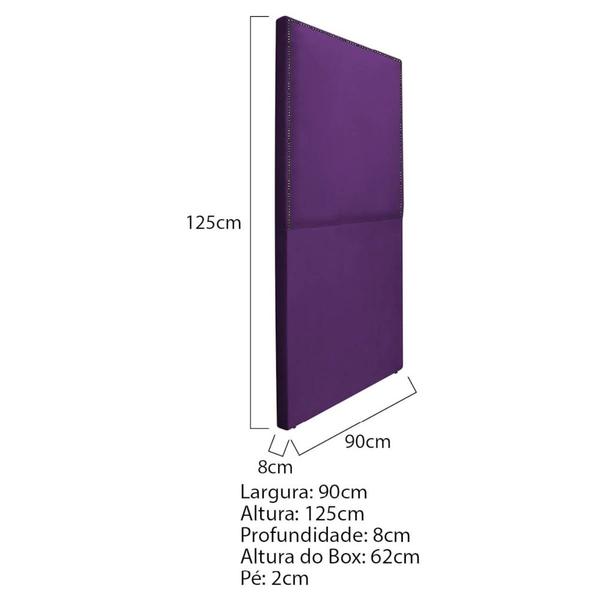 Imagem de Cabeceira Solteiro Bali P02 90 cm para cama Box Suede Roxo - Amarena Móveis