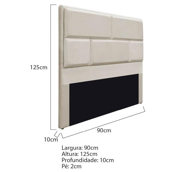 Imagem de Cabeceira Solteiro Brick P02 90 cm para cama Box Suede Bege - Amarena Móveis