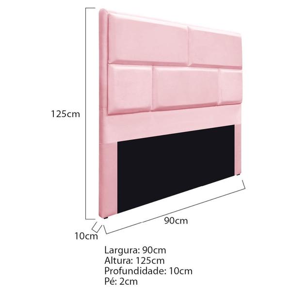 Imagem de Cabeceira Solteiro Brick P02 90 cm para cama Box Suede Rosa Bebê - Amarena Móveis