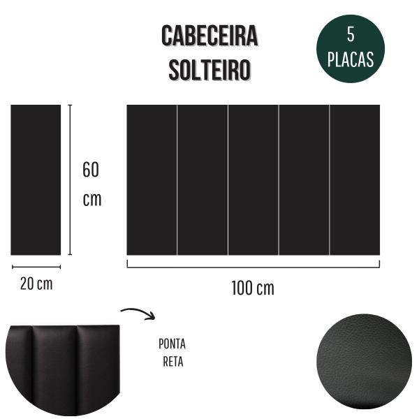 Imagem de Cabeceira Solteiro Cama Box 100x60 Kit 5 Placas Palito