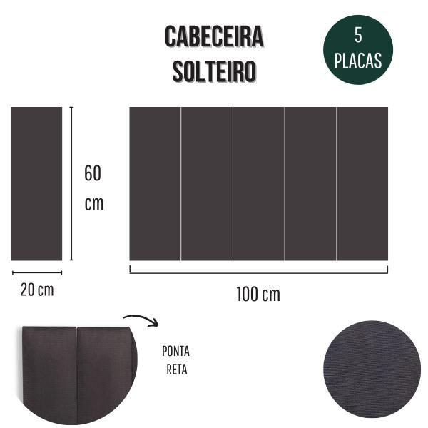 Imagem de Cabeceira Solteiro Cama Box 100x60 Kit 5 Placas Palito