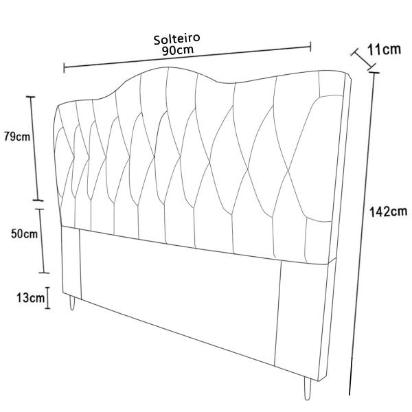 Imagem de Cabeceira Solteiro Cama Box Quarto Estofada Barcelona 90cm