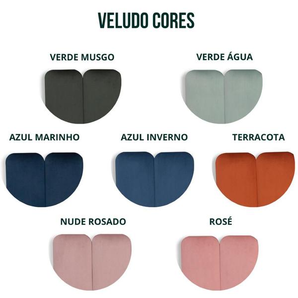 Imagem de Cabeceira Solteiro Estofada de Colar na Parede Kit 5 Placas Modelo Arredondada - Várias Cores