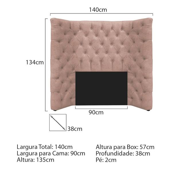 Imagem de Cabeceira Solteiro Everest P02 90 cm para cama Box Suede Rosê - Amarena Móveis