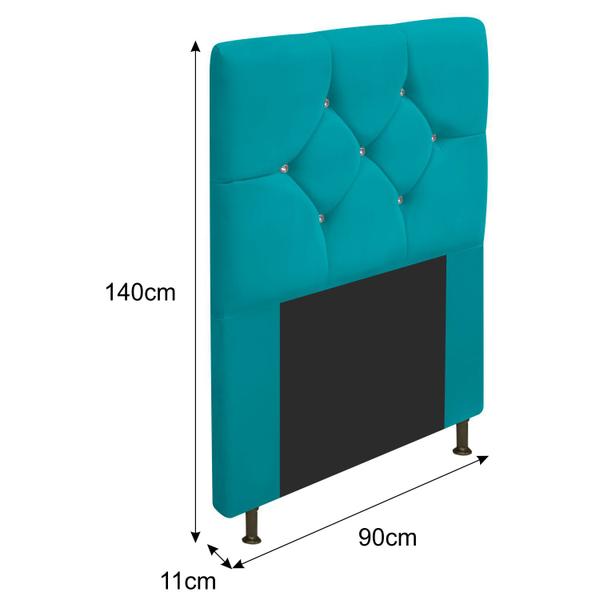 Imagem de Cabeceira Solteiro França A05 c/ Strass 90 cm para Cama Box Suede - ADJ Decor