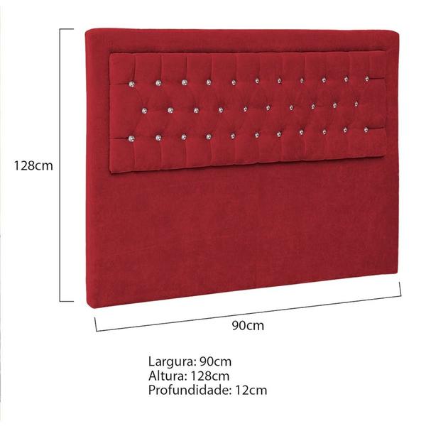 Imagem de Cabeceira Solteiro Iasi P04 90 cm Suede  Vermelho TCA 53 - Amarena Móveis