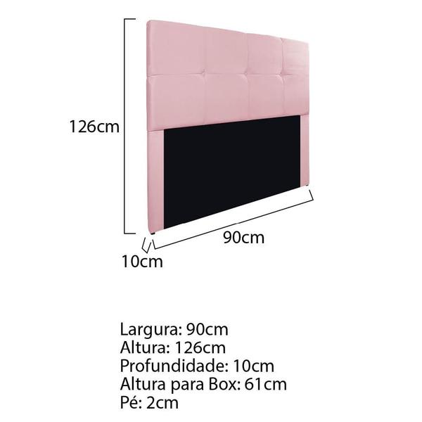 Imagem de Cabeceira Solteiro Marseille P02 90 cm Suede Rosa Bebê - Amarena Móveis