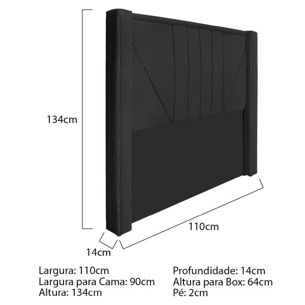 Imagem de Cabeceira Solteiro Minsk P02 90 cm para cama Box Sintético - Amarena Móveis