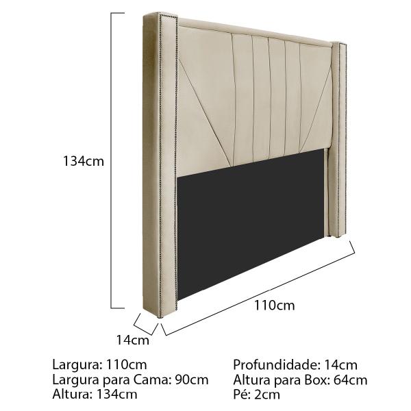 Imagem de Cabeceira Solteiro Minsk P02 90 cm para cama Box Sintético - Doce Sonho Móveis