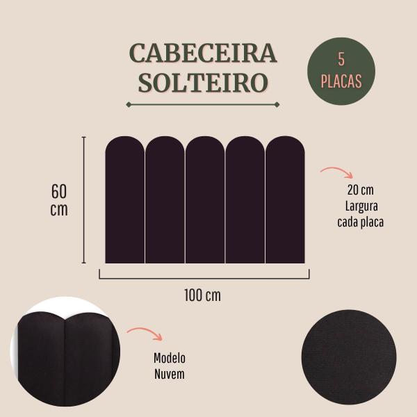 Imagem de Cabeceira Solteiro Nuvem Suede 100x60 Cama Box Modulada 